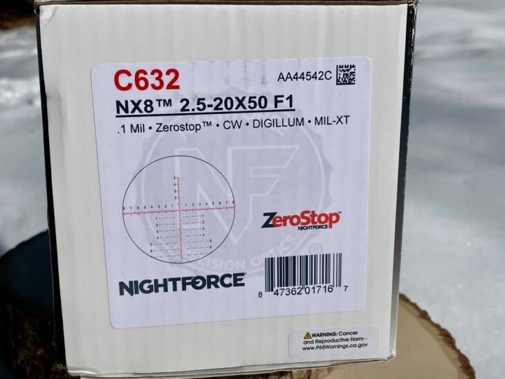 Nightforce NX8 2.5-20x50 F1 Illuminated MIL-XT - Like New In Box