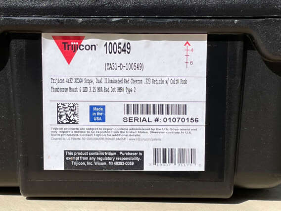 Trijicon ACOG 4x32 Red Chevron w/ 3.25 MOA RMR - Like New In Box
