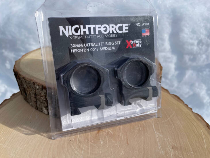 Nightforce 30mm Ultralite Ring Set 1.0 height / Medium A101 - 4 screw