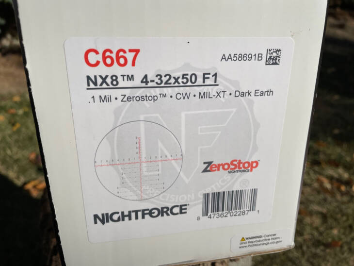 Nightforce NX8 4-32x50 F1 MIL-XT FDE C667 box - like new