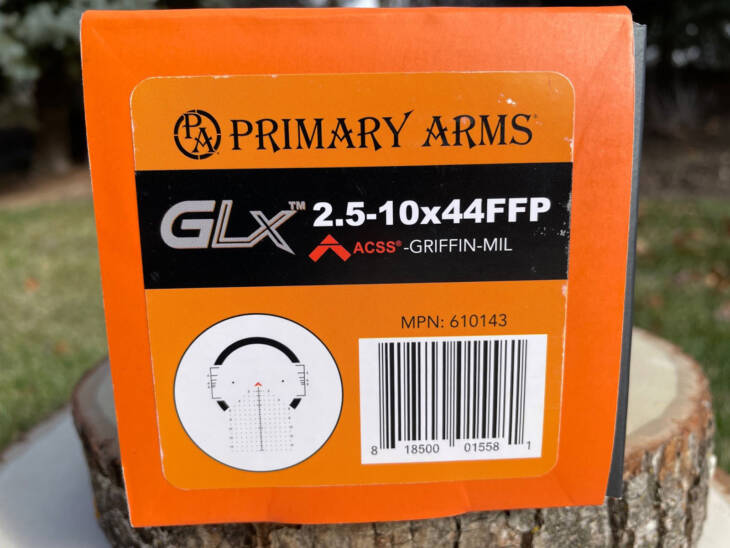 Primary Arms GLX 2.5-10x44 FFP box