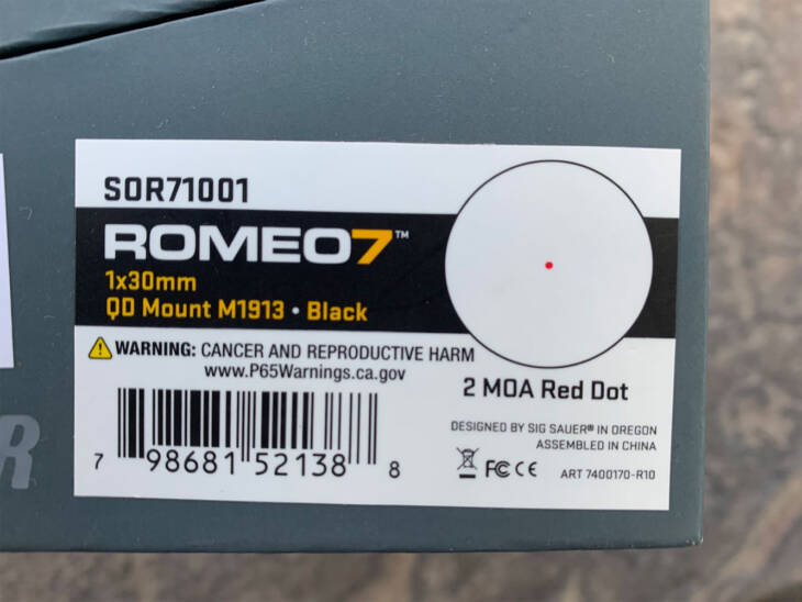 Sig Sauer Romeo 7 Red Dot Sight box