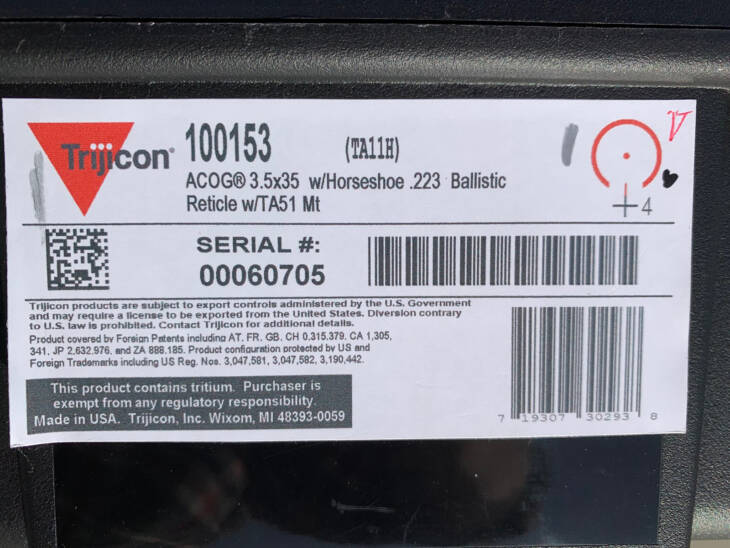 Trijicon ACOG 3.5x35 BAC Riflescope 5.56 / .223 BDC Reticle